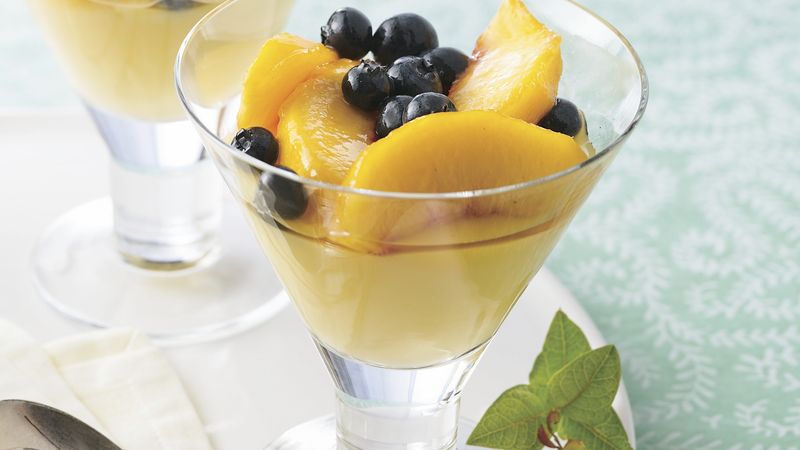 Blueberry- and Peach-Topped Ginger Pudding