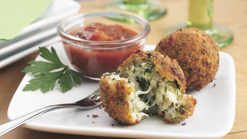 Spinach-Cheese Balls with Pasta Sauce