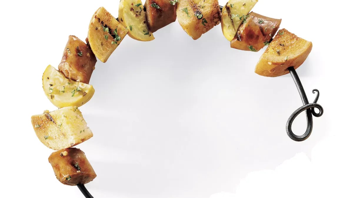 Sausage and Garlic Bread Kabobs