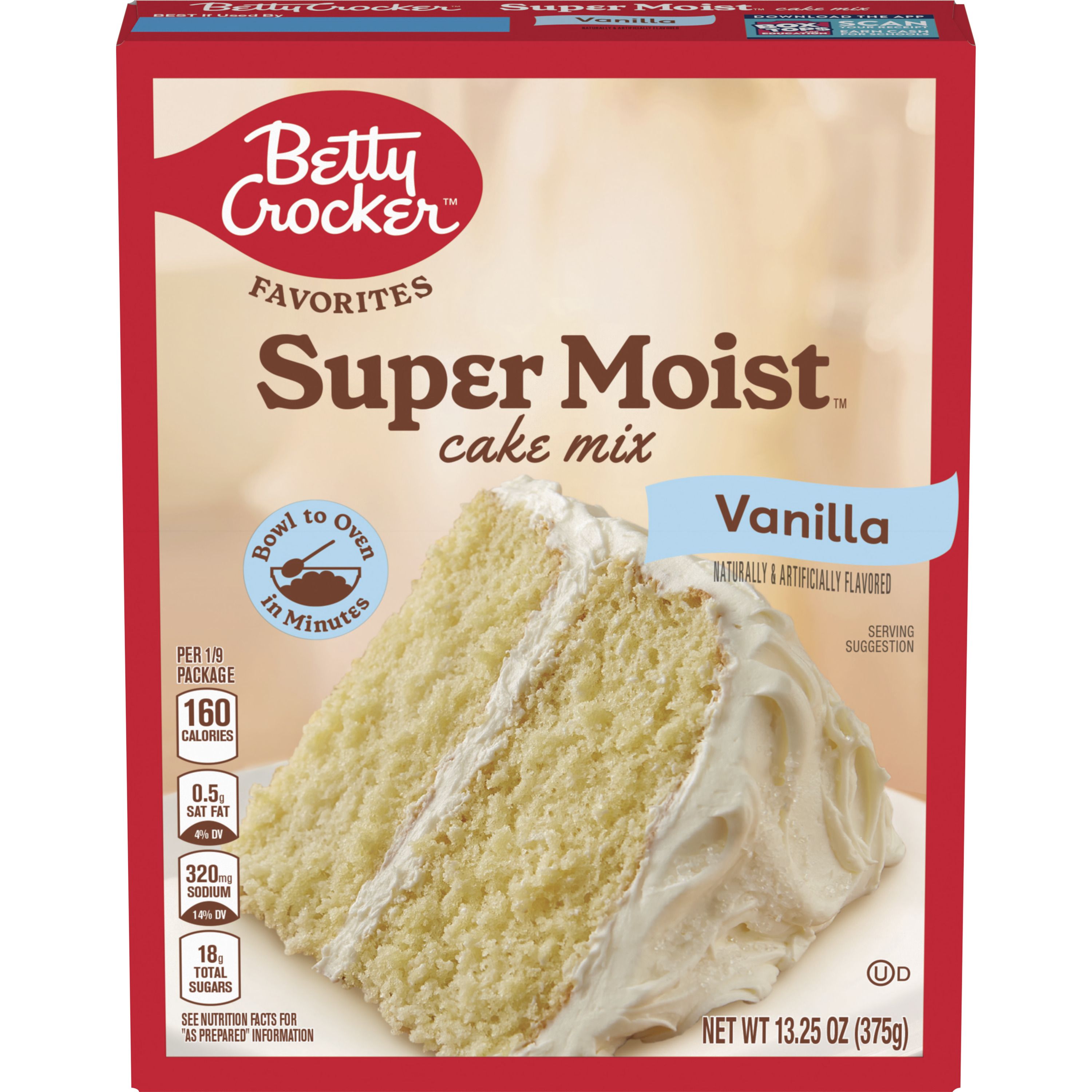 Betty Crocker Favorites Super Moist Vanilla Flavored Cake Mix, 13.25 oz - Front