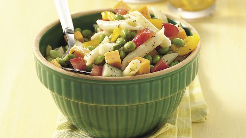 Hearty Soybean and Cheddar Pasta Salad