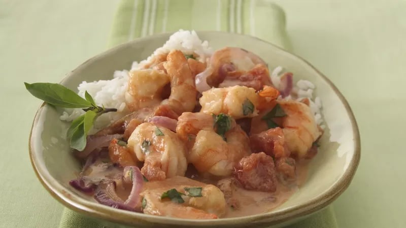 Thai Seared Shrimp with Tomato, Basil and Coconut