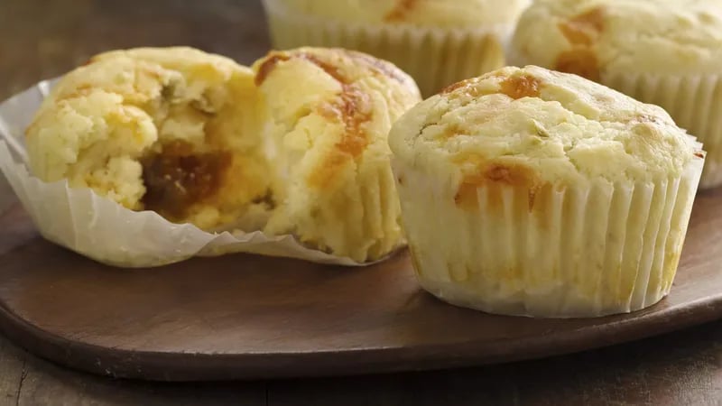 Jalapeño Cheddar Muffins with Peach Filling