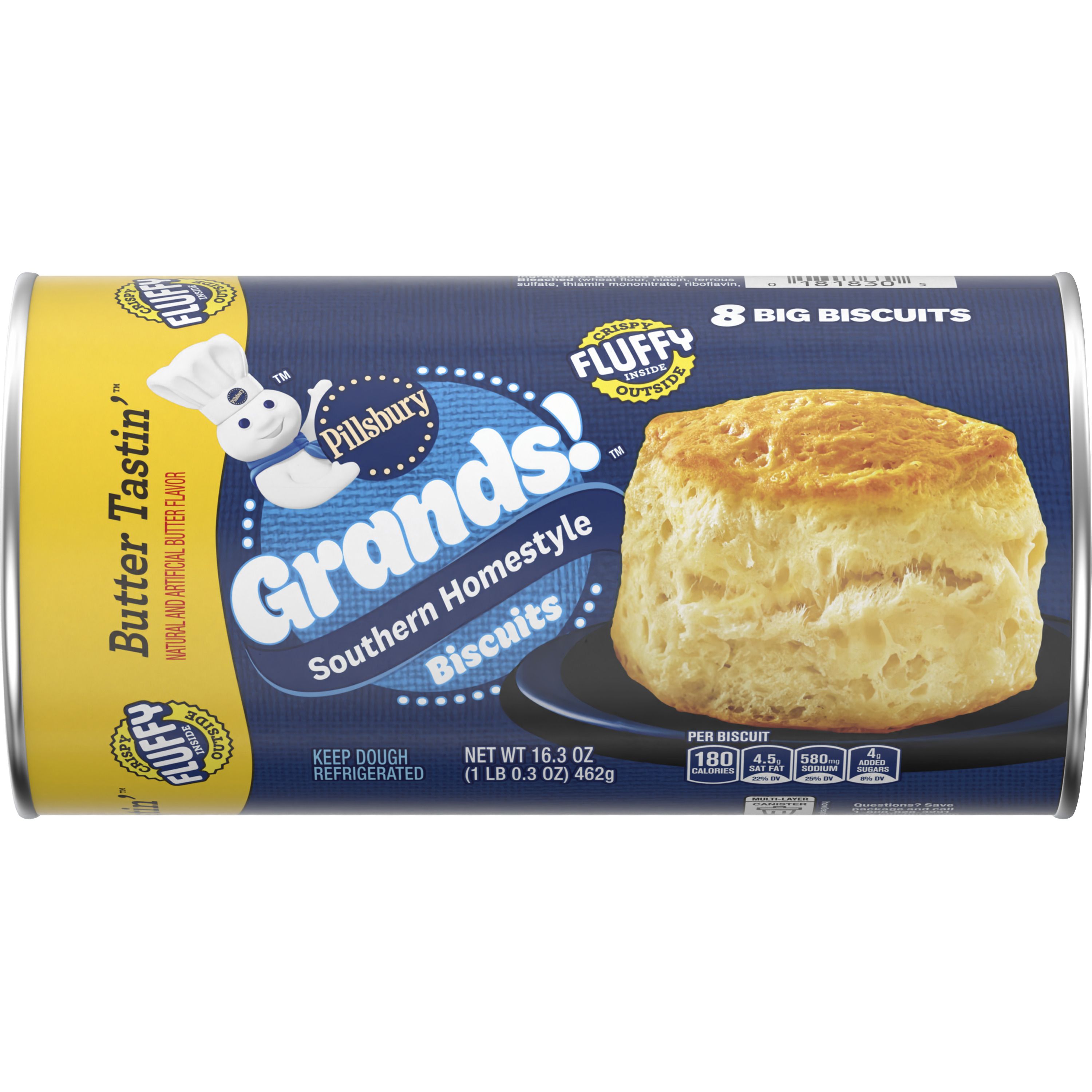 Pillsbury Grands! Southern Homestyle Butter Tastin' Biscuits, 8 Ct, 16.3 oz - Front