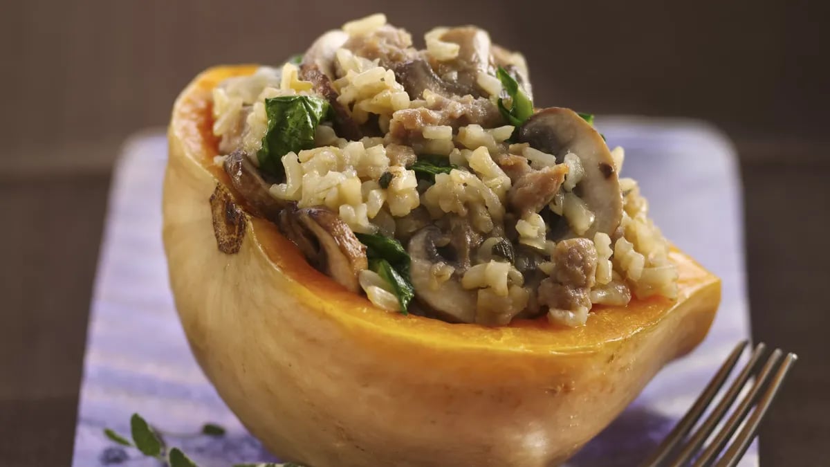 Brown Rice Stuffed Butternut Squash