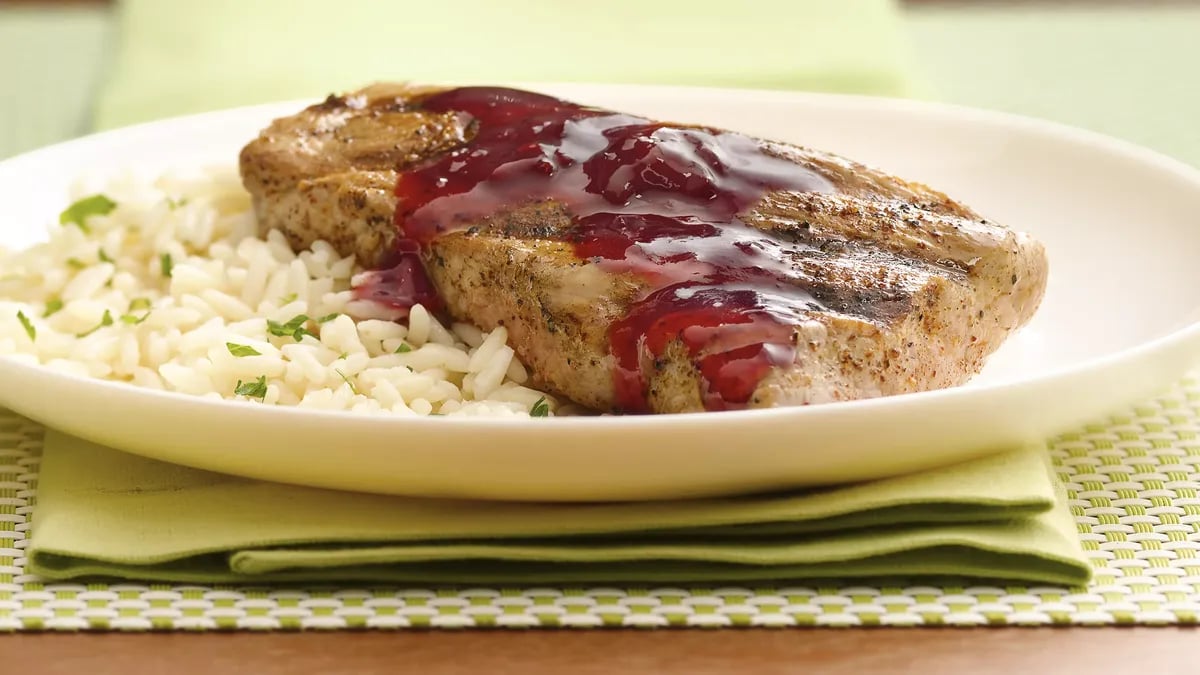 Grilled Pork Tenderloin with Raspberry-Chipotle Sauce