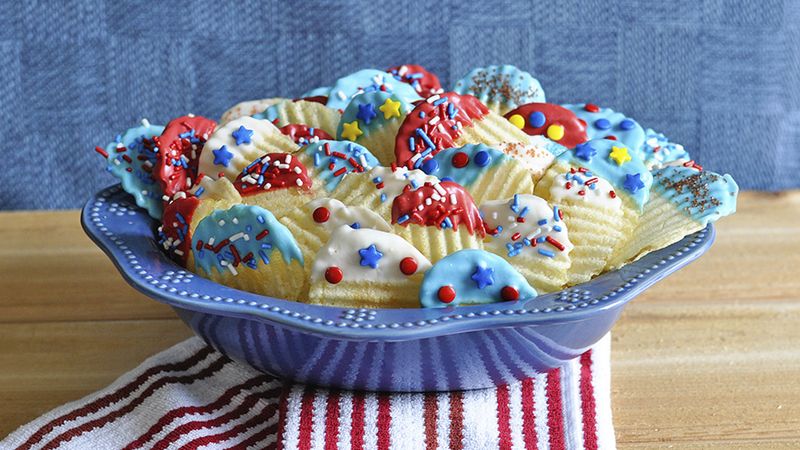 Patriotic Candy-Dipped Potato Chips