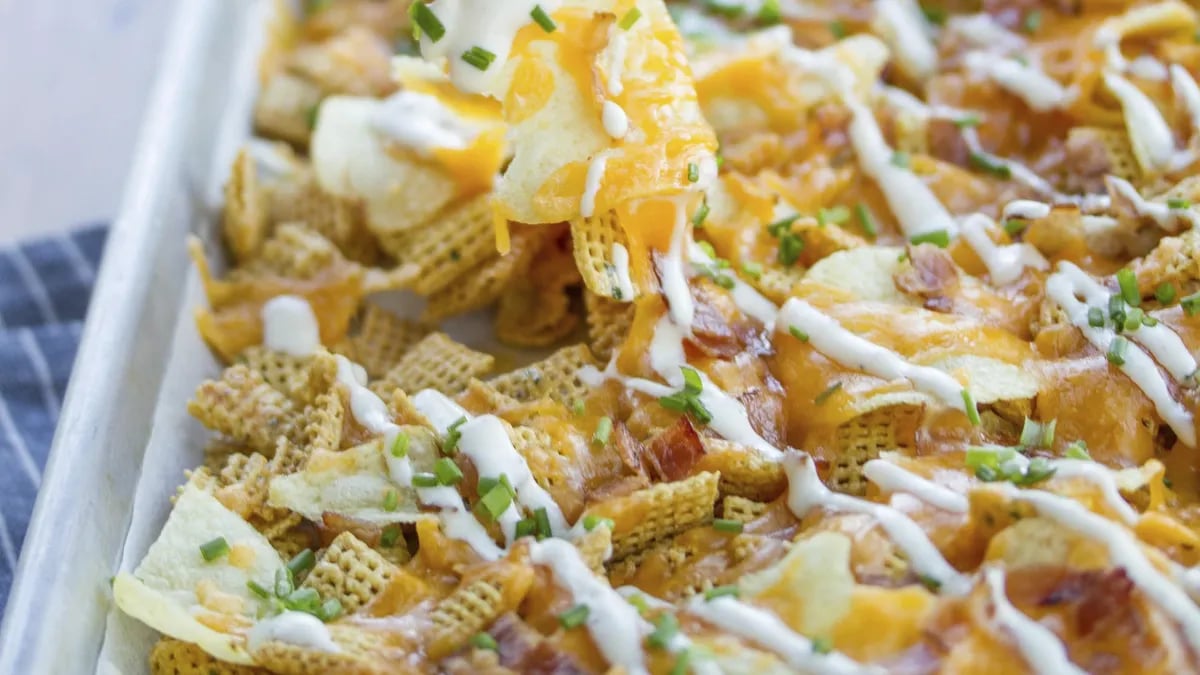 Loaded Baked Potato Cereal Nachos