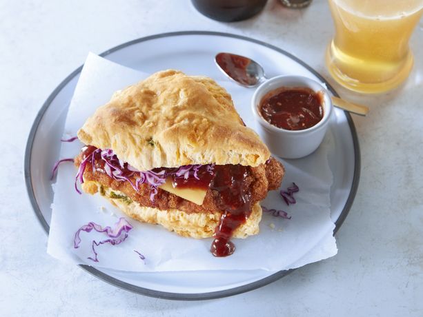 Southern Fried Chicken Sandwiches with Raspberry Chipotle Sauce