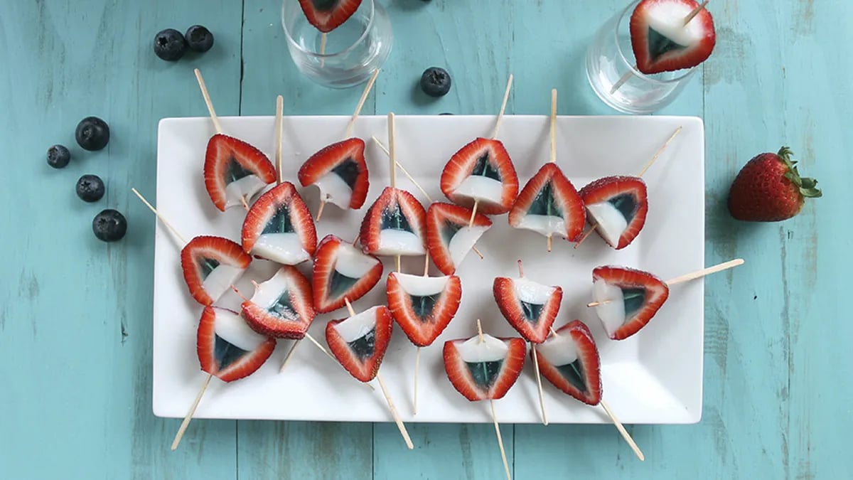 Red White and Blue Strawberry Jello Shots