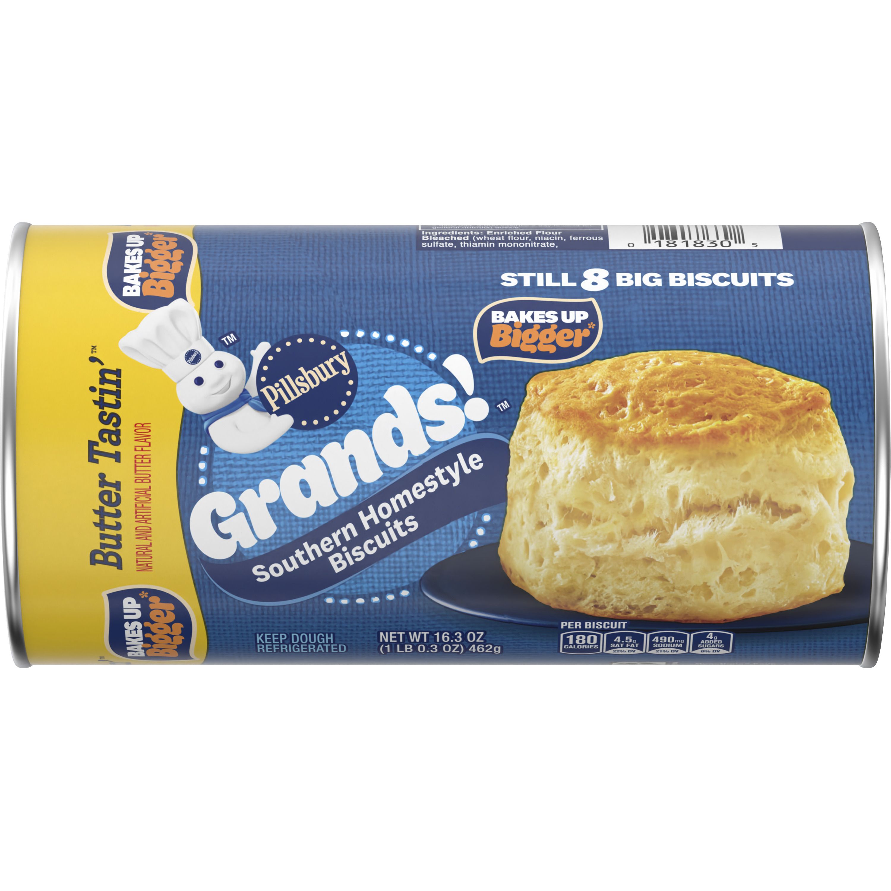 Pillsbury Grands! Southern Homestyle Butter Tastin' Biscuits, 8 Ct, 16.3 oz - Front