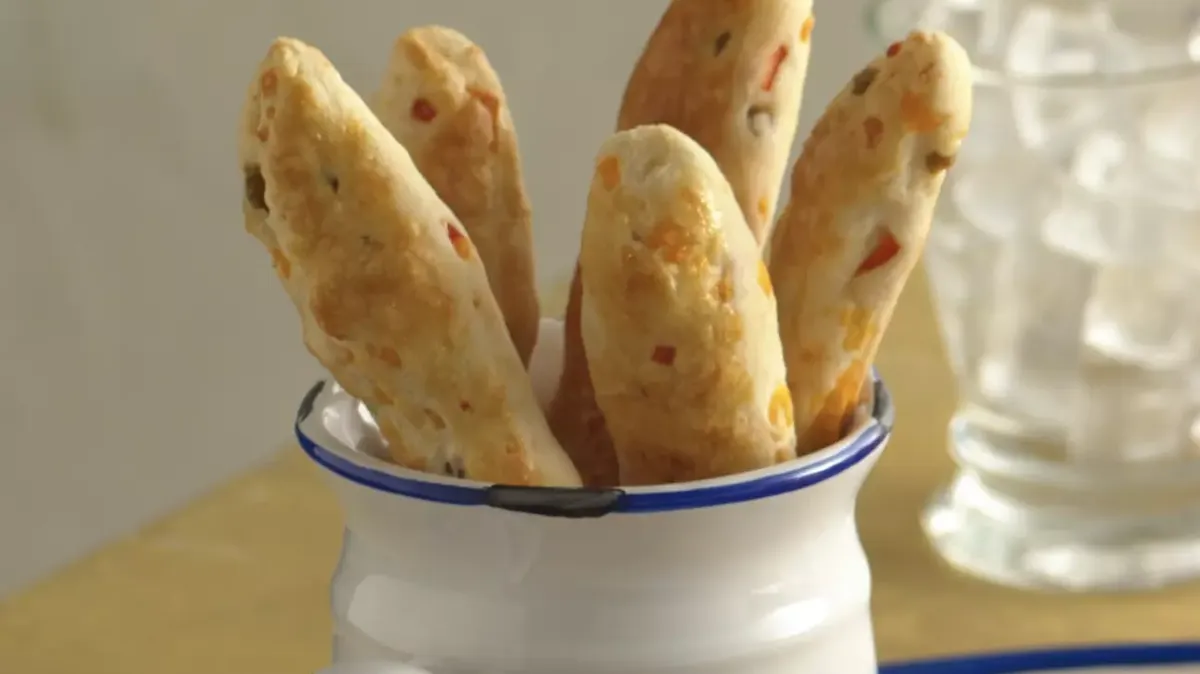 Cheddar-Green Olive Breadsticks