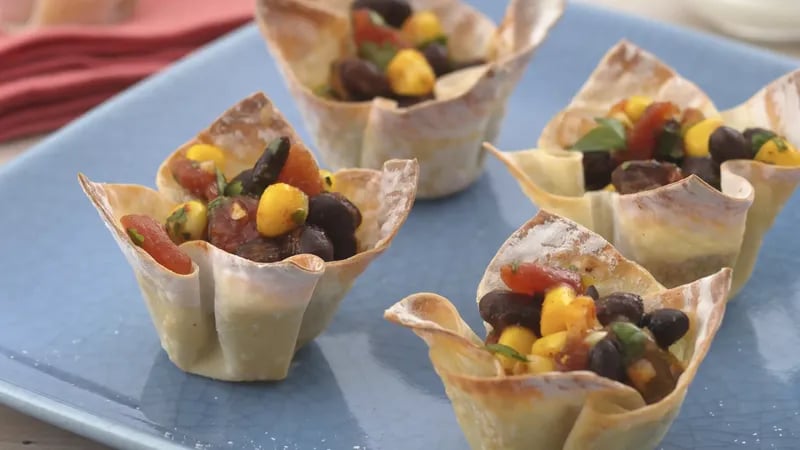 Black Bean—Corn Wonton Cups