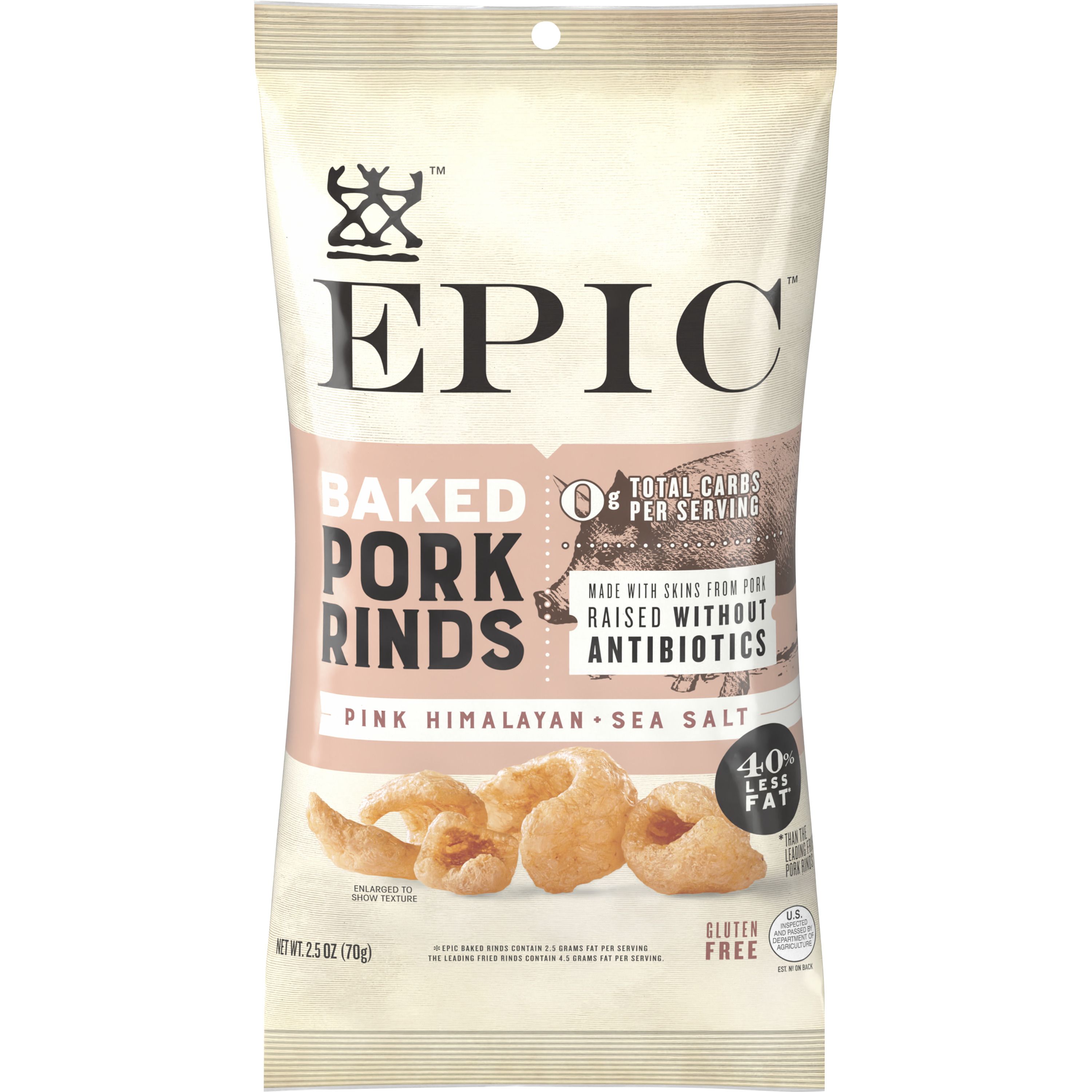 Front - 3D EPIC(TM) Gluten Free Pork Skins Baked Rinds Pink Himalayan Sea Salt (12 ct) 2.5 oz