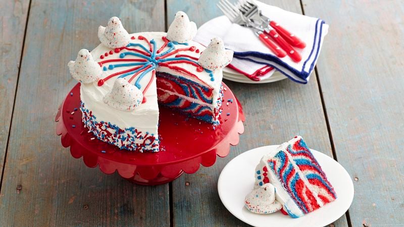 Red, White and Blue Fireworks Cake - It's Always Autumn