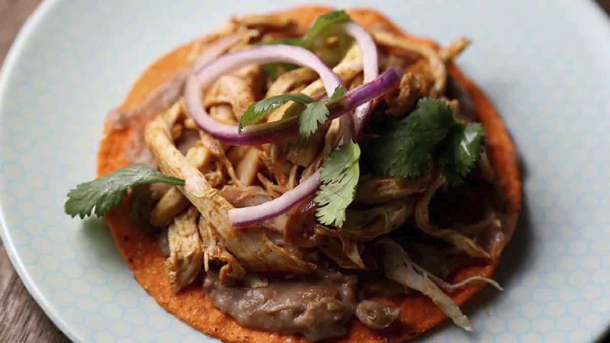 Spicy Shredded Chicken Tostadas