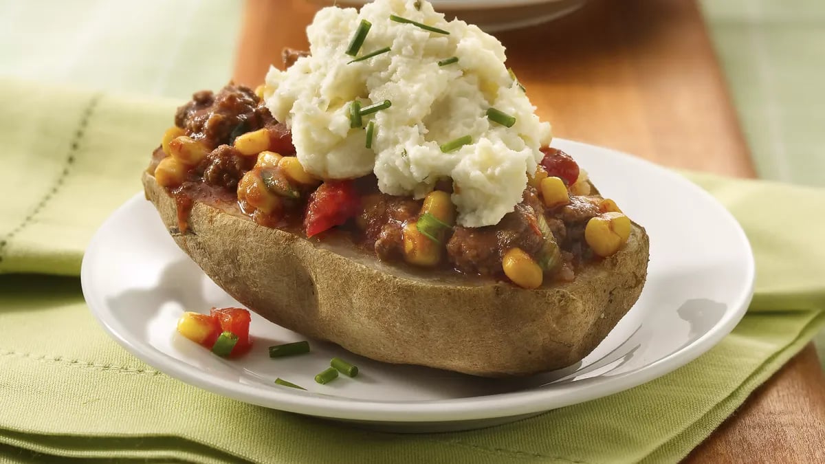 Ground Beef- and Corn-Topped Potato Skins