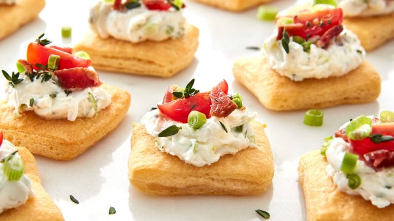 Pillsbury - These cute cups are made easy with Pillsbury Crescent Dough  Sheets! They are a great appetizer with savory cream cheese and bacon.  Recipe:  Pin it