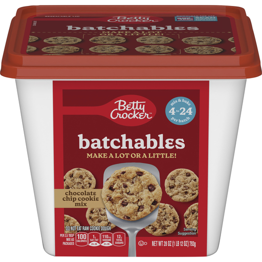 Betty Crocker Batchables Chocolate Chip Cookie Mix, Mix and Bake 4 to 24 per batch, 28 oz. - Front