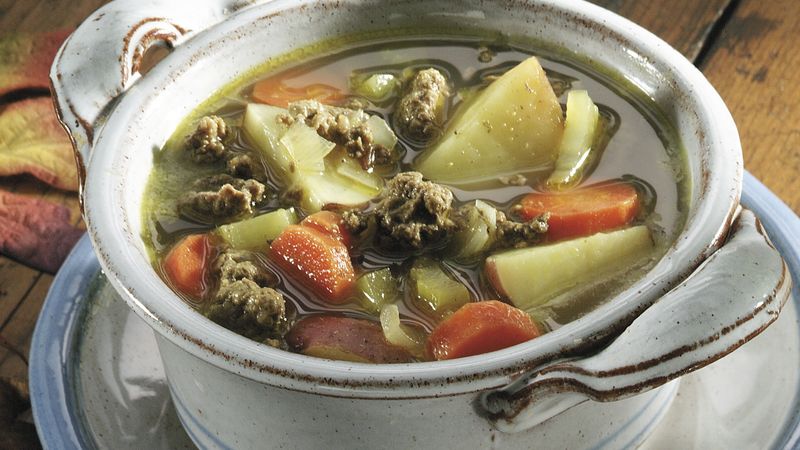 Curried Ground Beef and Vegetable Soup