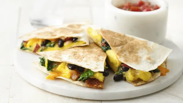 Bacon, Egg and Black Bean Quesadillas