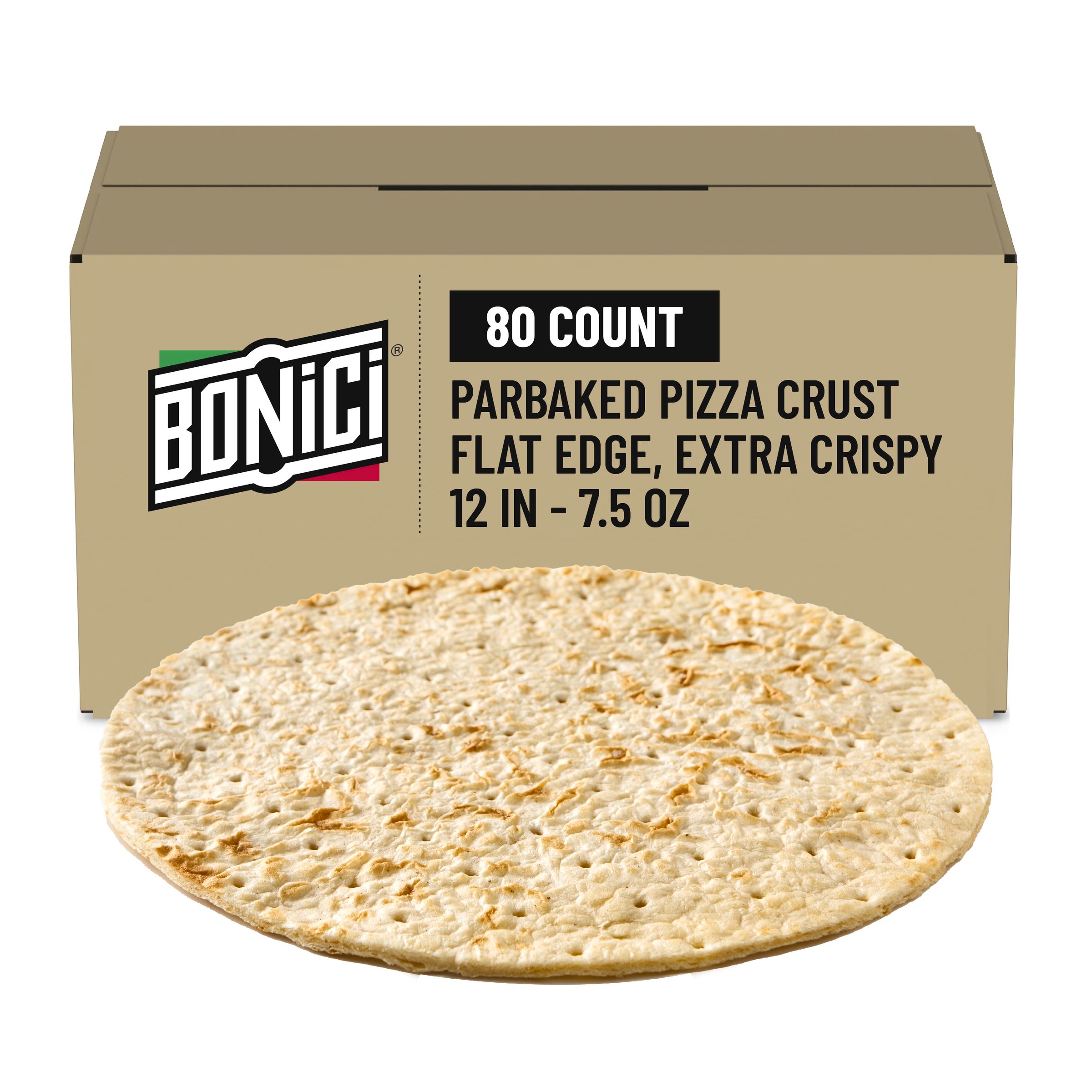  Case Optimized Hero BONICI® Frozen Parbaked Pizza Crust Flat Edge Extra Crispy 12 in 80/7.5 OZ