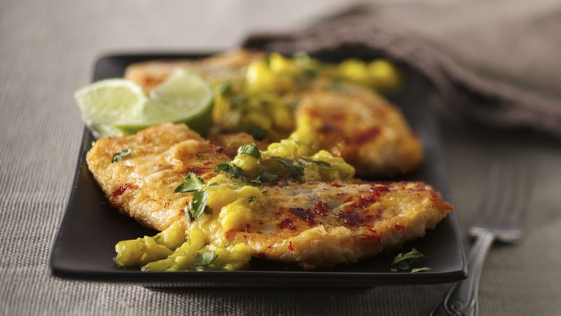 Spiced Tilapia with Honeyed Mango-Lime Sauce