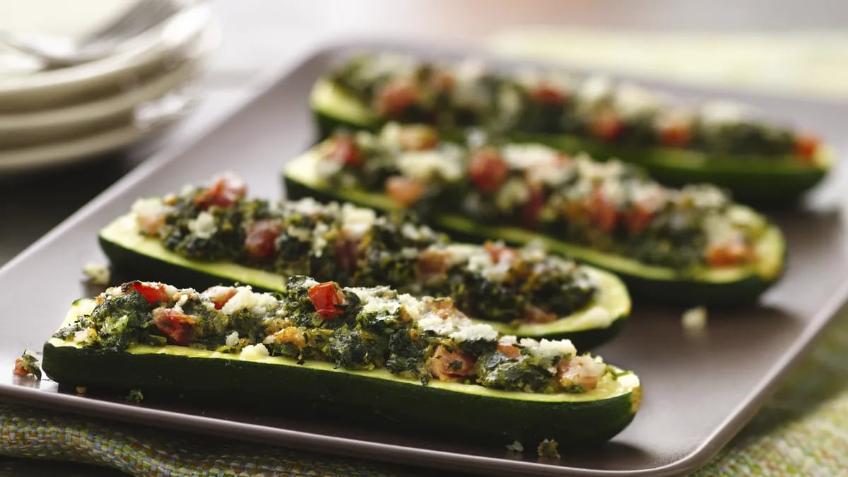 Basil and Parmesan-Filled Zucchini 