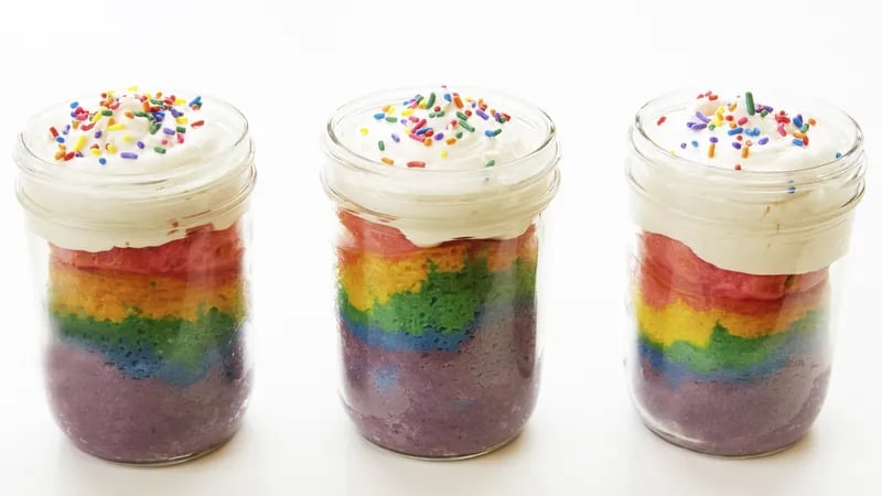 Rainbow Cake in a Jar