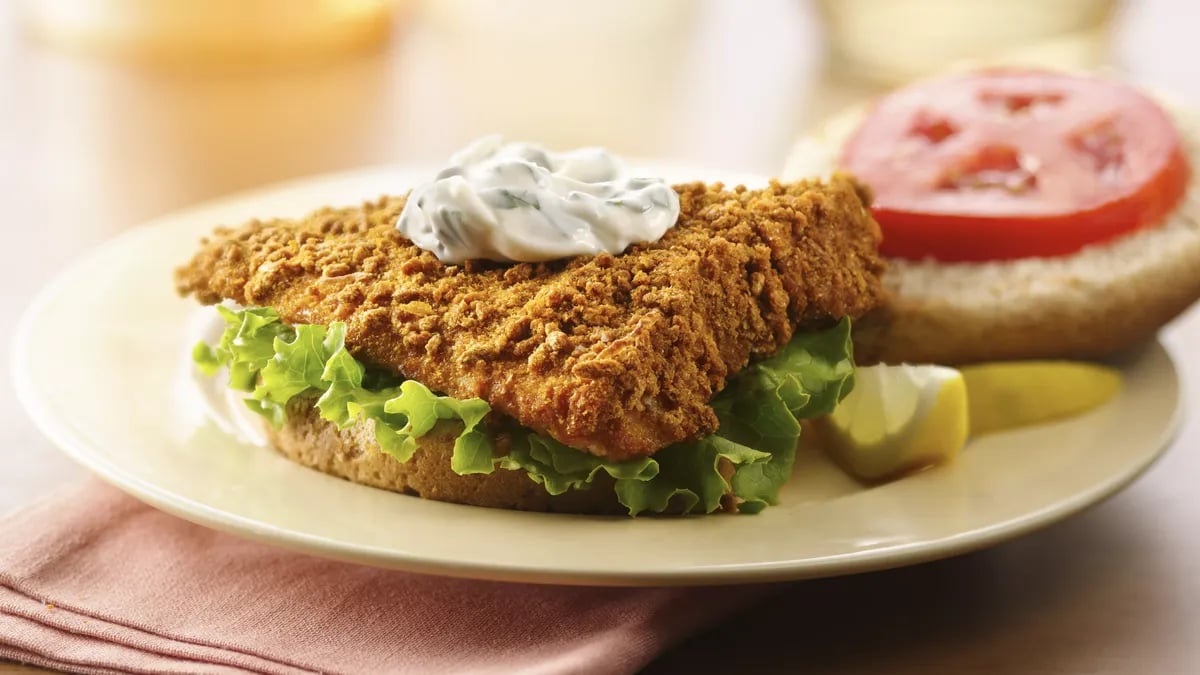 Fish Sandwiches with Lemon-Basil Mayo Sauce