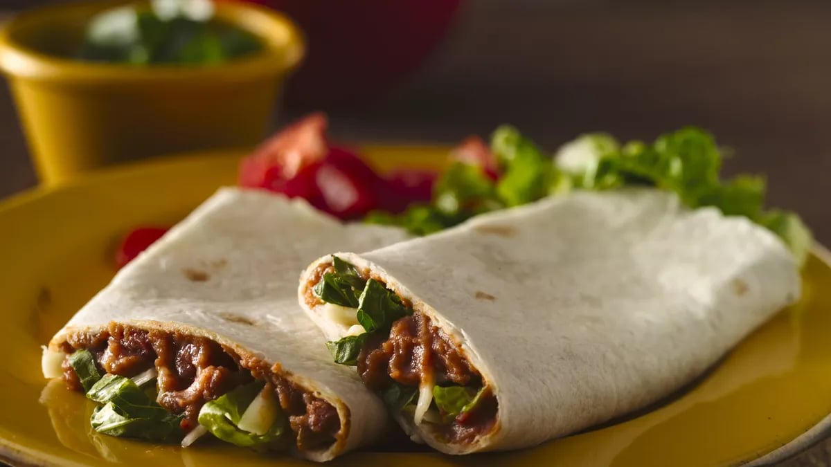 Refried Bean Tortilla Wraps (lighter recipe)