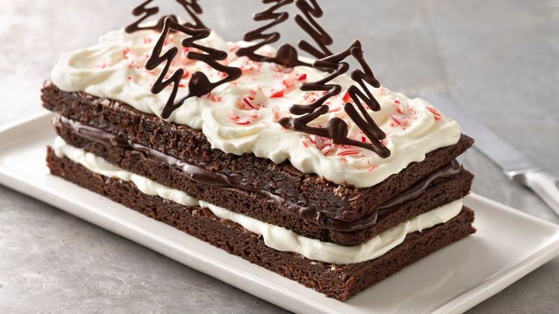 Peppermint Cream Brownie Torte