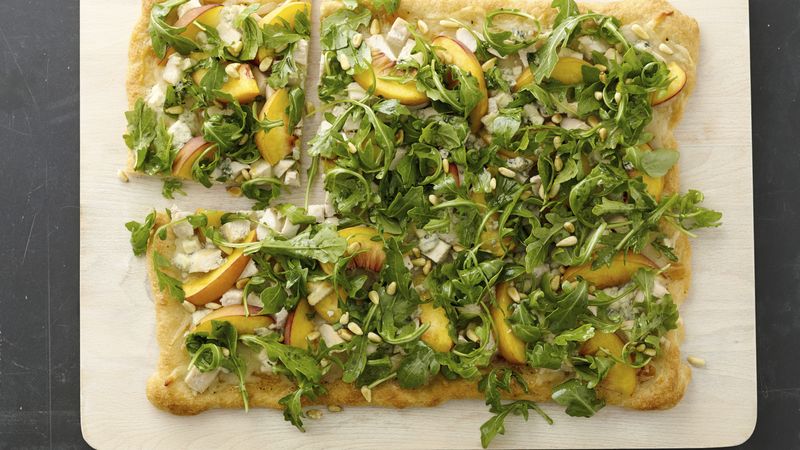 Peachy Chicken Pizza with Herb Salad 