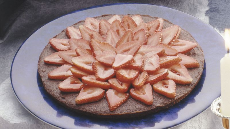 Mocha Brownie Torte with Strawberries
