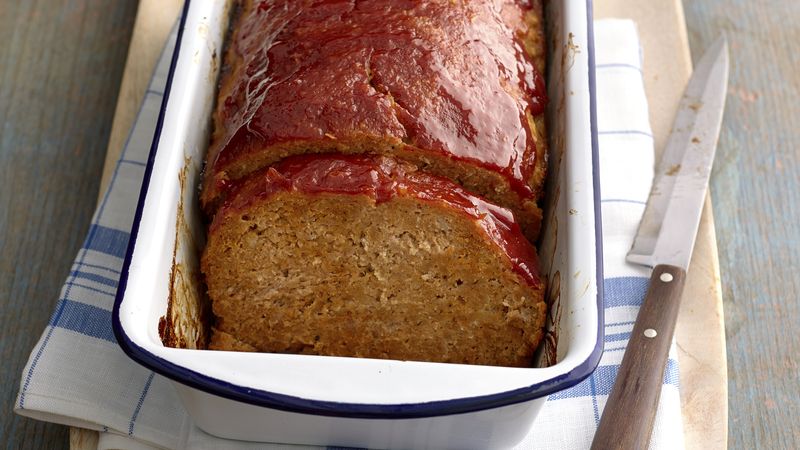 Meatloaf in top a bread pan