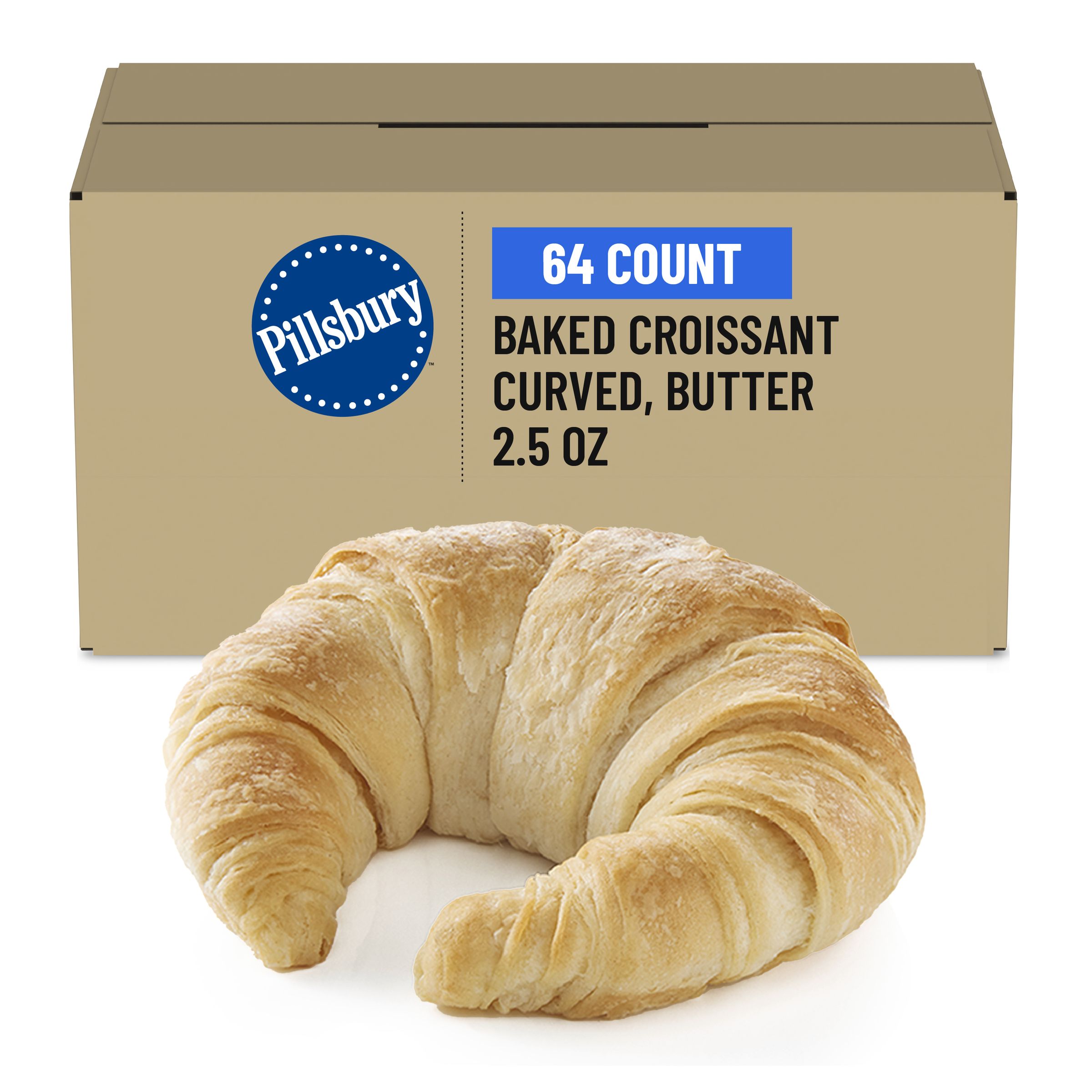  Case Optimized Hero Pillsbury Frozen Baked Croissant Bulk Curved Butter 64/2.5 OZ