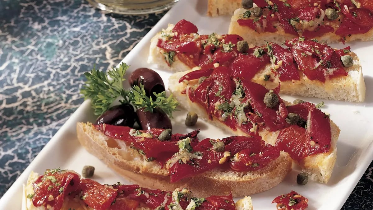 Roasted Red Pepper Bruschetta