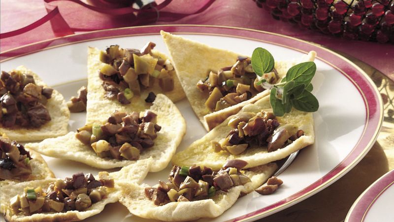 Pita Triangles with Olive Relish