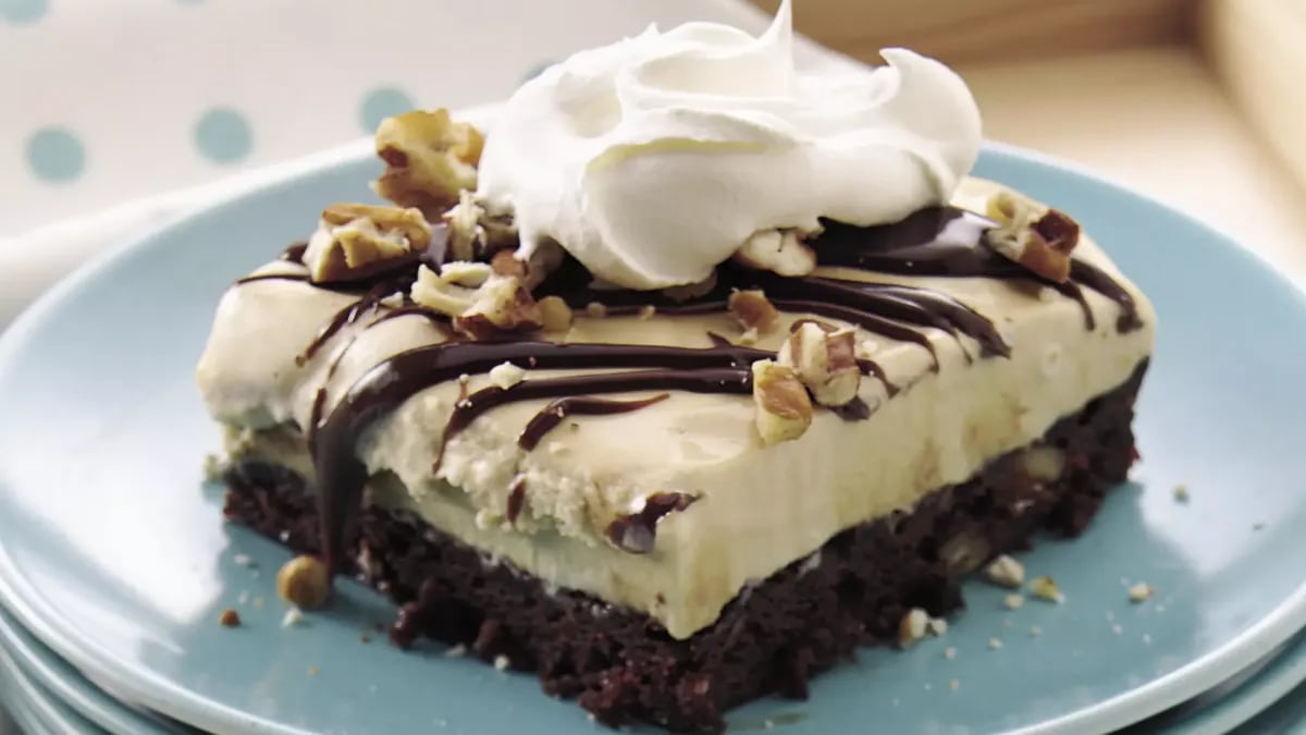 Turtle Brownie Ice Cream Dessert