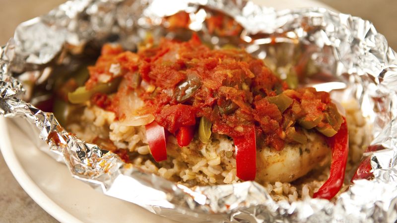 Mexican Chicken and Brown Rice Foil-Packet Dinner
