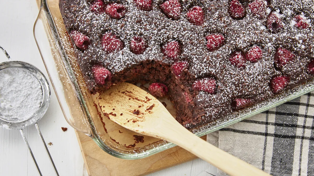 Chocolate Raspberry Cake-Mix Baked Oatmeal