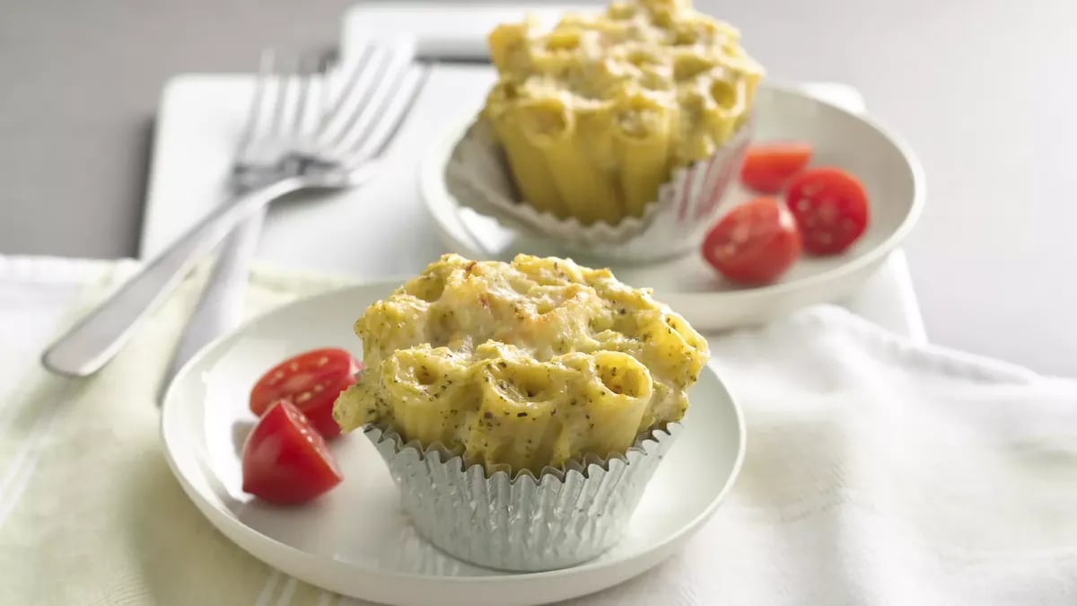 Broccoli and Cheese Pasta Cupcakes