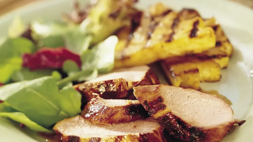 Grilled Teriyaki Pork Tenderloin and Pineapple