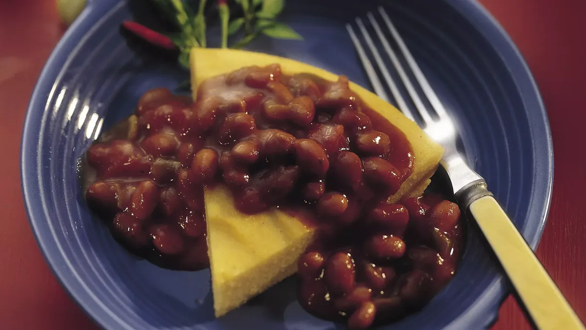 Cheese Polenta with Spicy Chili Topping