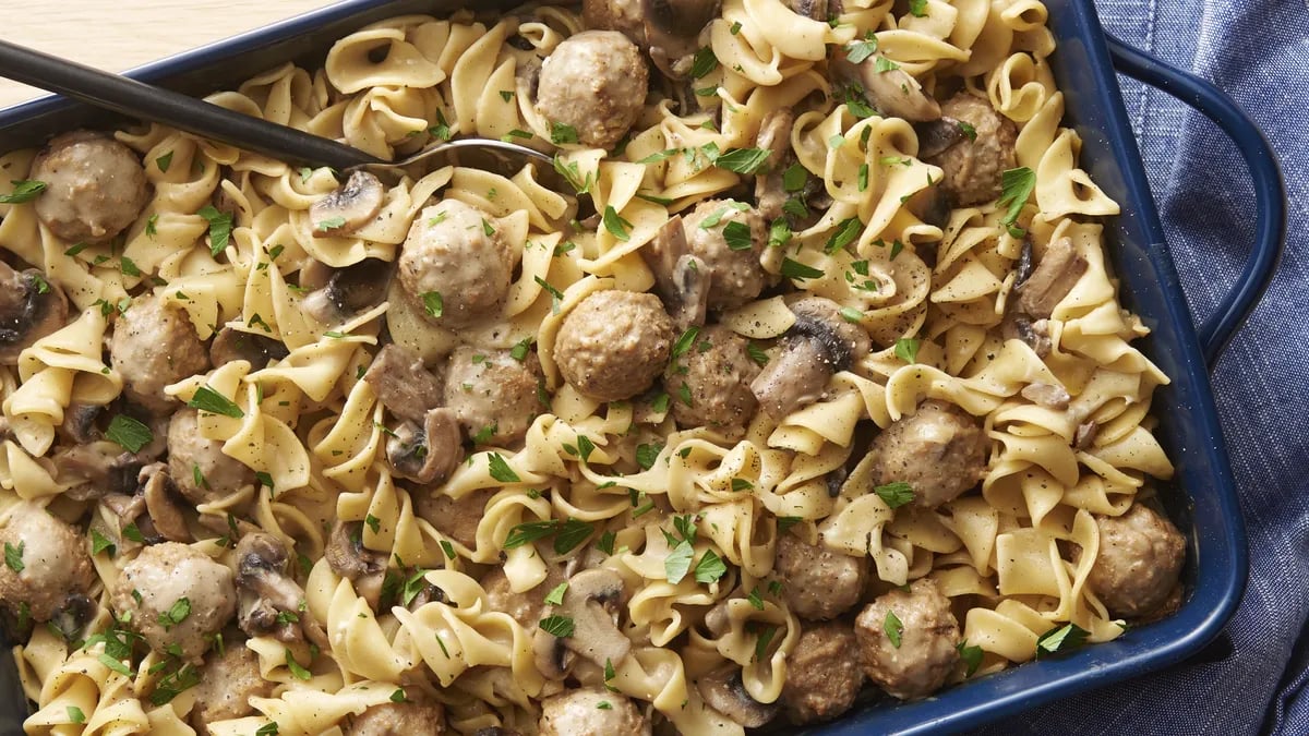 Meatball Stroganoff Pasta Casserole