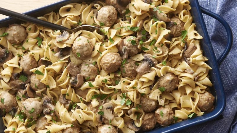 Meatball Stroganoff Pasta Casserole