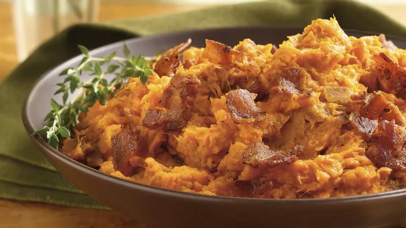 Mashed Sweet Potatoes with Bacon