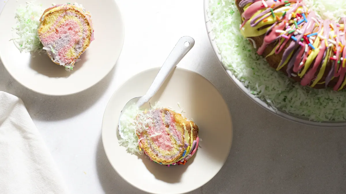 Rainbow Ring Easter Basket Cake