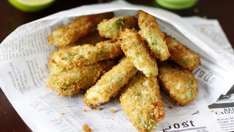 Fried Avocado Wedges with Wasabi-Lime-Mayo Dipping Sauce