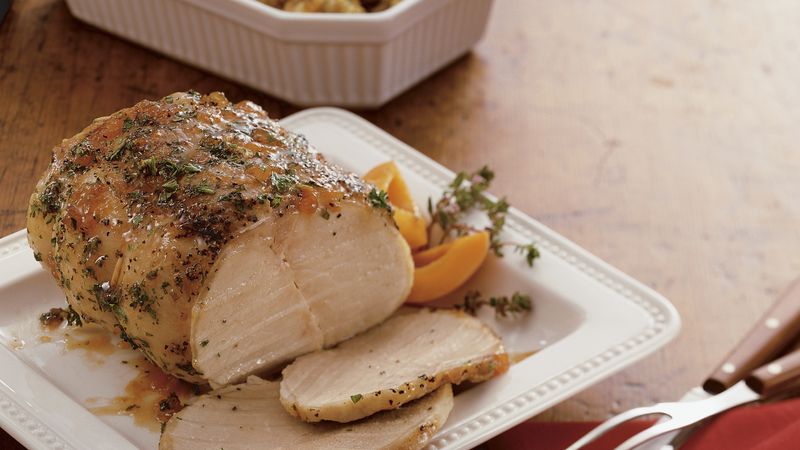 Slow-Cooker Apricot-Glazed Pork Roast and Stuffing